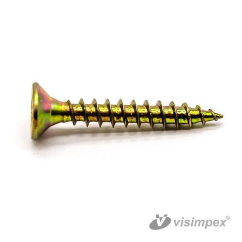 Torx hornyú faforgácslap csavar - sárga - 3x10mm/TX